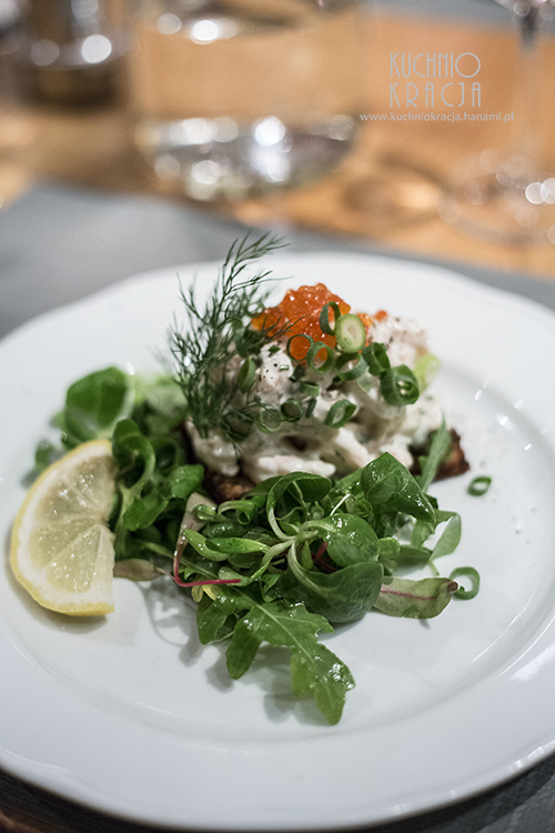 Sałatka z krewetkami, restauracja Brahen Kellari